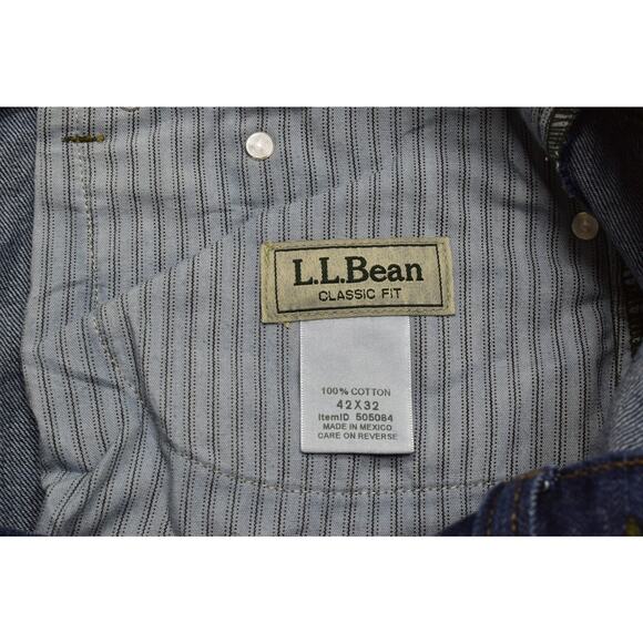 L.L. Bean Classic Fit Jeans Men's Big & Tall Size 42x32 Blue 100% Cotton - Picture 6 of 8